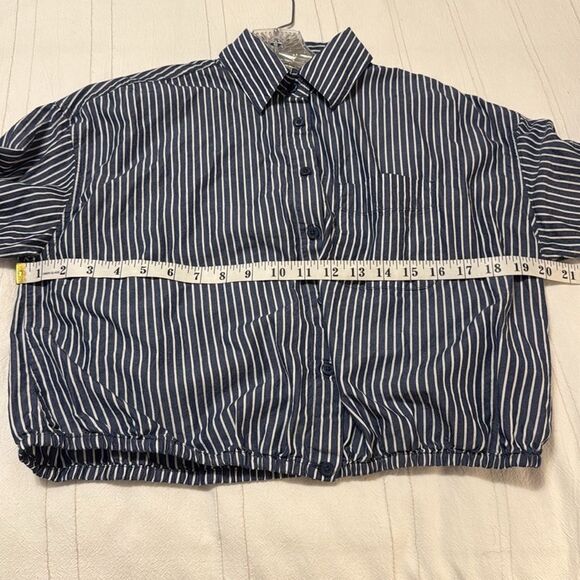 Kut from the Kloth Navy and White Striped Shirt - Picture 3 of 7